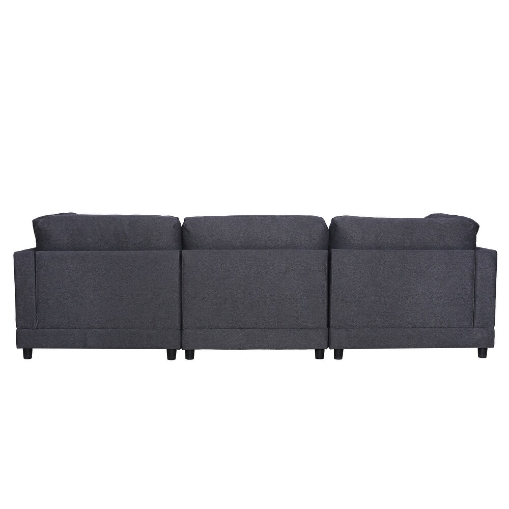 Modern 2 Piece Sectional Sofa with Removable Ottomans and Comfortable Waist Pillows
