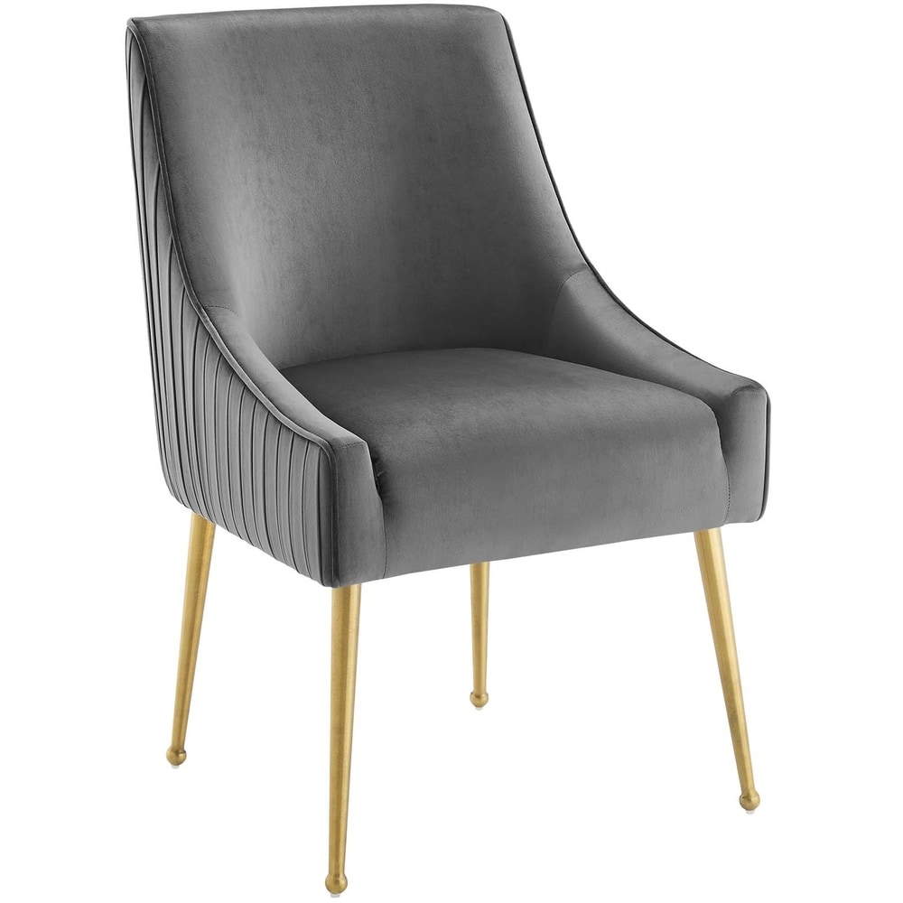 Pleated Back Upholstered Performance Velvet Dining Chair