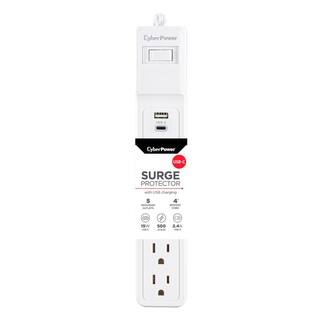 CyberPower 5-Outlet 1 USB-A 1 USB-C Surge Protector with 4 ft. cord P504UC