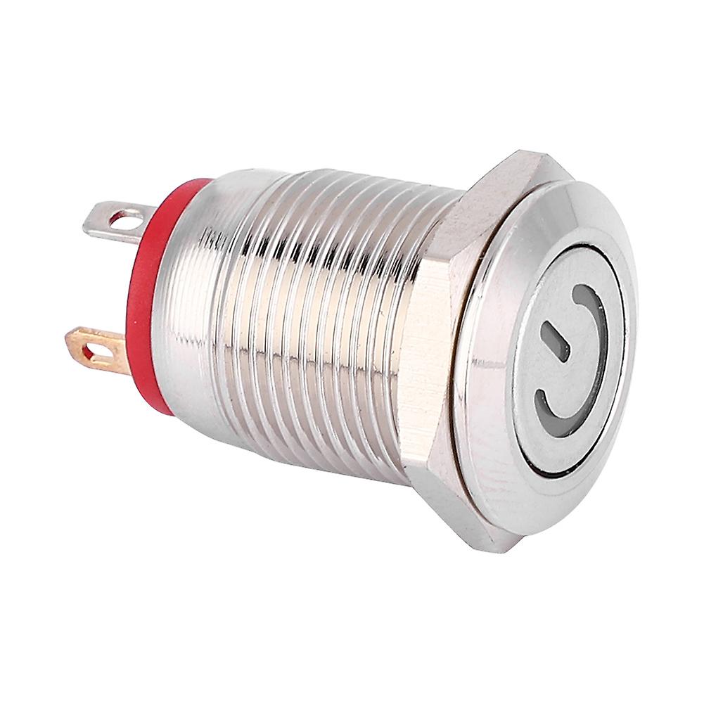 Lock Free 12mm Metal Button Switch Ring And Power Shaped Led Self Reset Red Switch(24v)