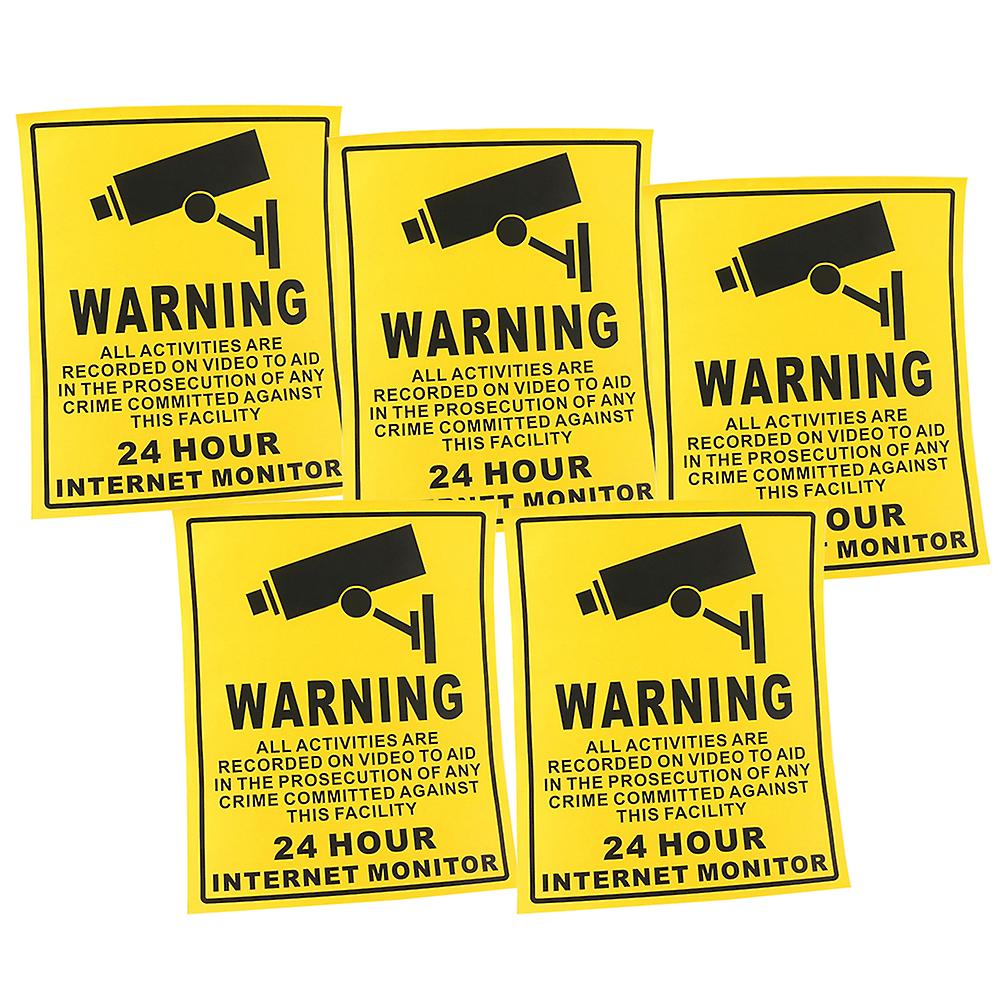 Yellowandblack 5pcs/lot Safurance Waterproof Sunscreen Pvc Cctv Video Surveillance Security Camera Alarm Sticker 24 Hour Monitor Camera Warning Stickers