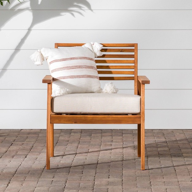 Saracina Home Mid century Modern Slatted Outdoor Acacia Arm Chair