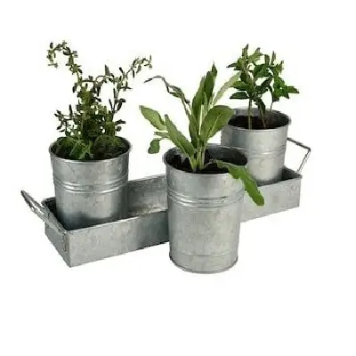 Hot Selling Garden accessories metal planter sky blue metal flower planters large garden tubs customized flower buckets