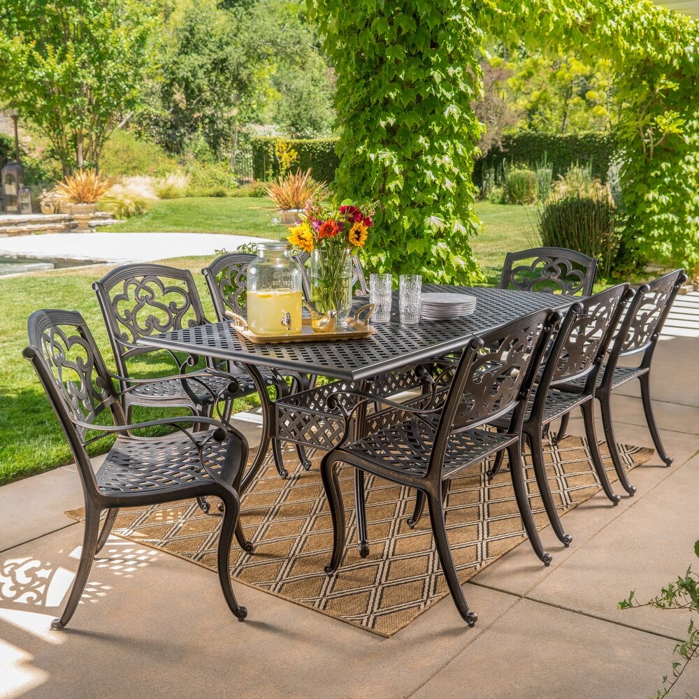 Abigal Outdoor Copper Cast Cast Aluminum Rustic Dining Set by Christopher Knight Home