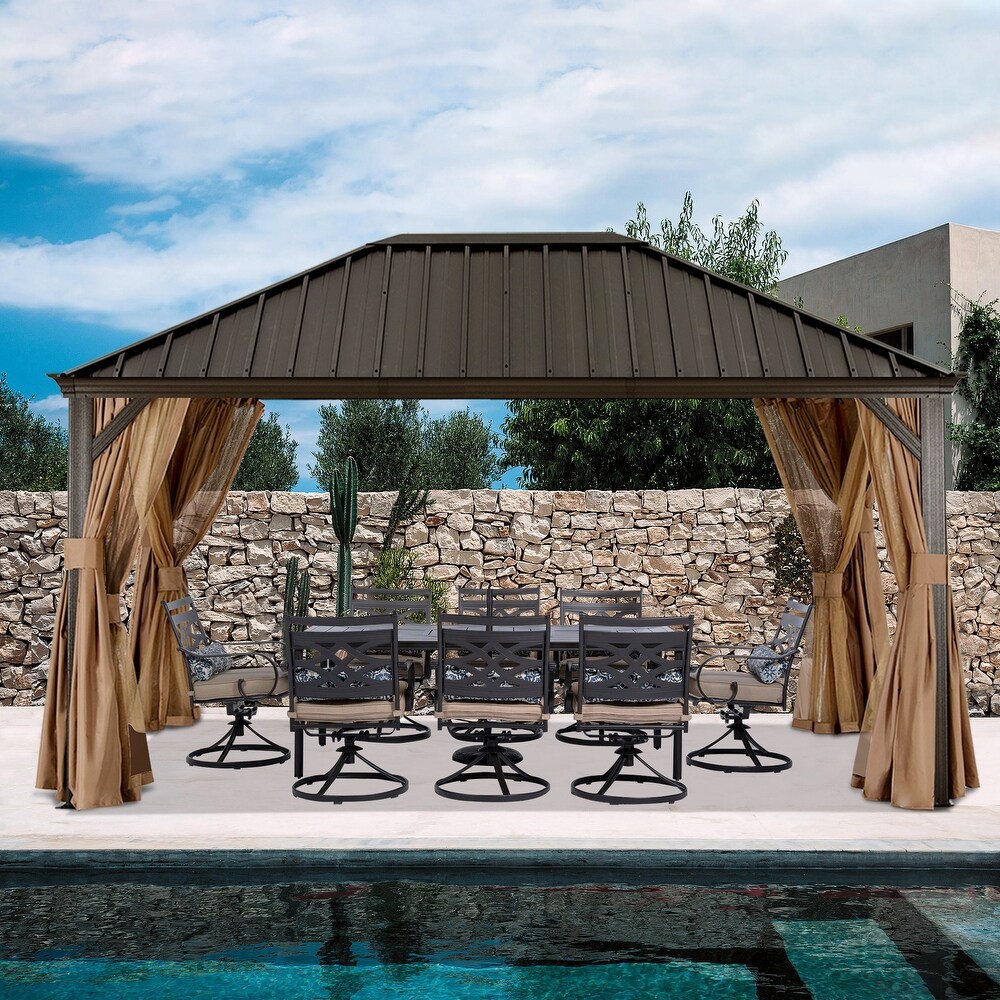 ABCCANOPY Outdoor Hardtop Gazebo with Galvanized Steel Double Roof