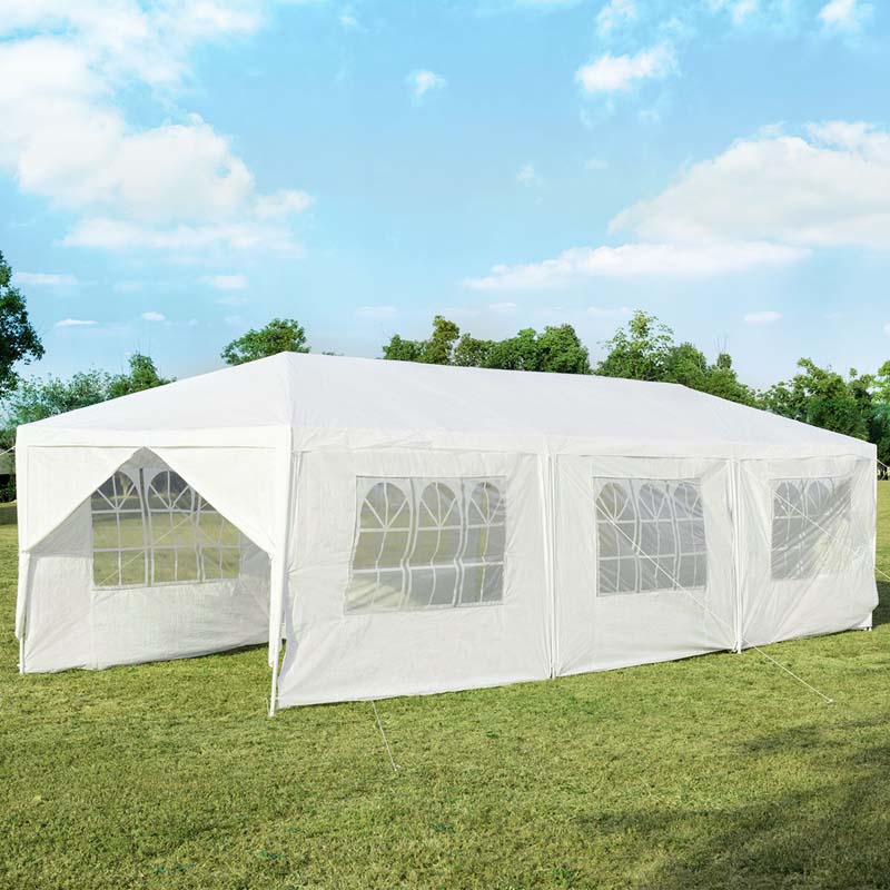 10 x 30 FT Outdoor Gazebo Canopy Tent Party Wedding Event Tent with 6 Removable Sidewalls & 2 Doorways