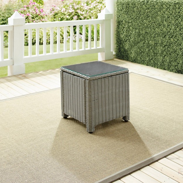 Bradenton Outdoor Wicker Side Table Gray Crosley