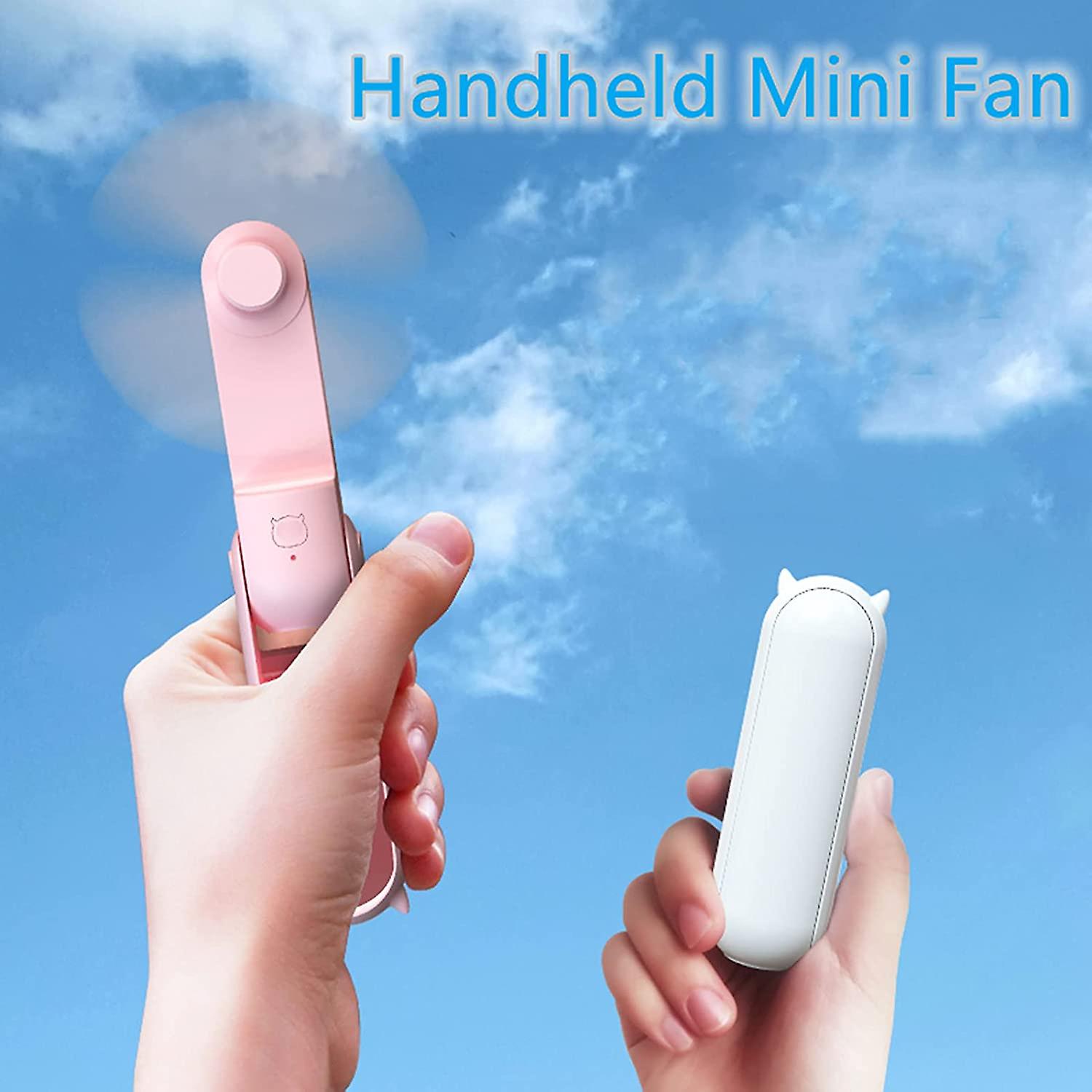 Mini Portable Fan， Portable Folding Fan With Power Bank， Small Usb Rechargeable Pocket Fan， Personal 3-speed Battery Operated Fan For Women's Outdoor