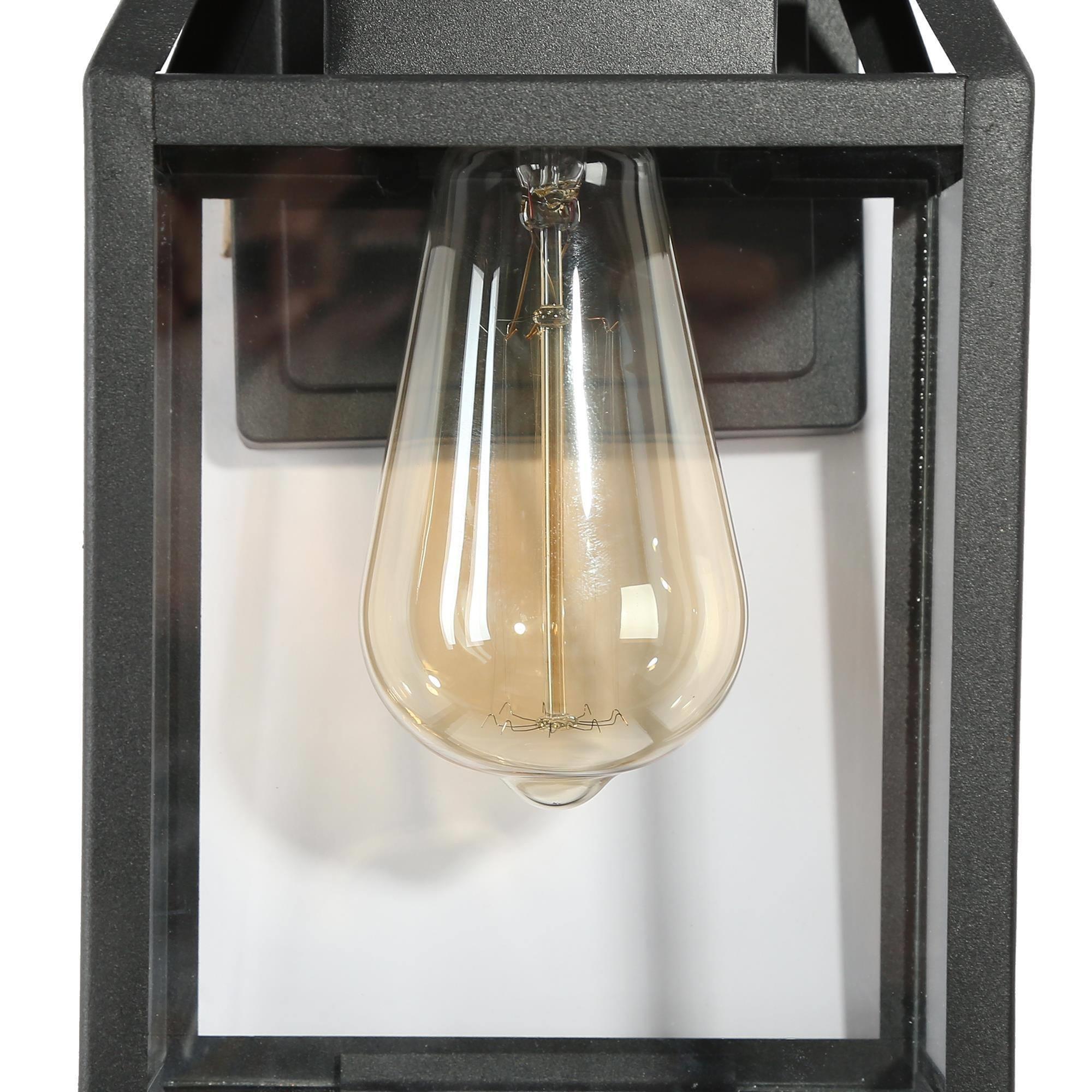 LNC Sharlot 11-in H Sandy Black Clear Glass Square Modern/Contemporary Medium Base (E-26) Outdoor Wall Light,11"H