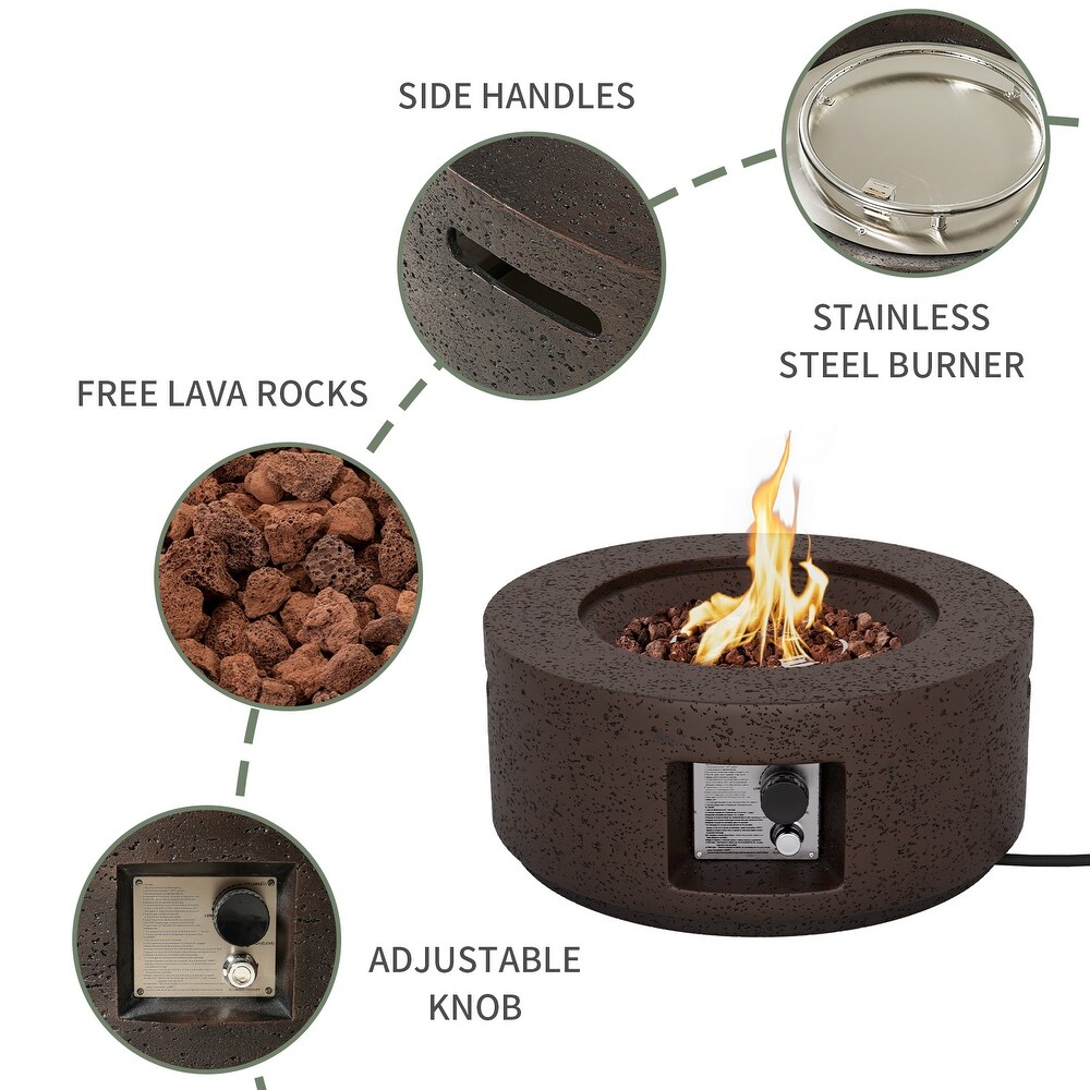 COSIEST 2 Piece Outdoor Round Firepit with Tank Cover Table   28\