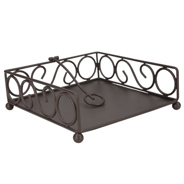 Home Basics Scroll Collection Steel Flat Napkin Holder Bronze