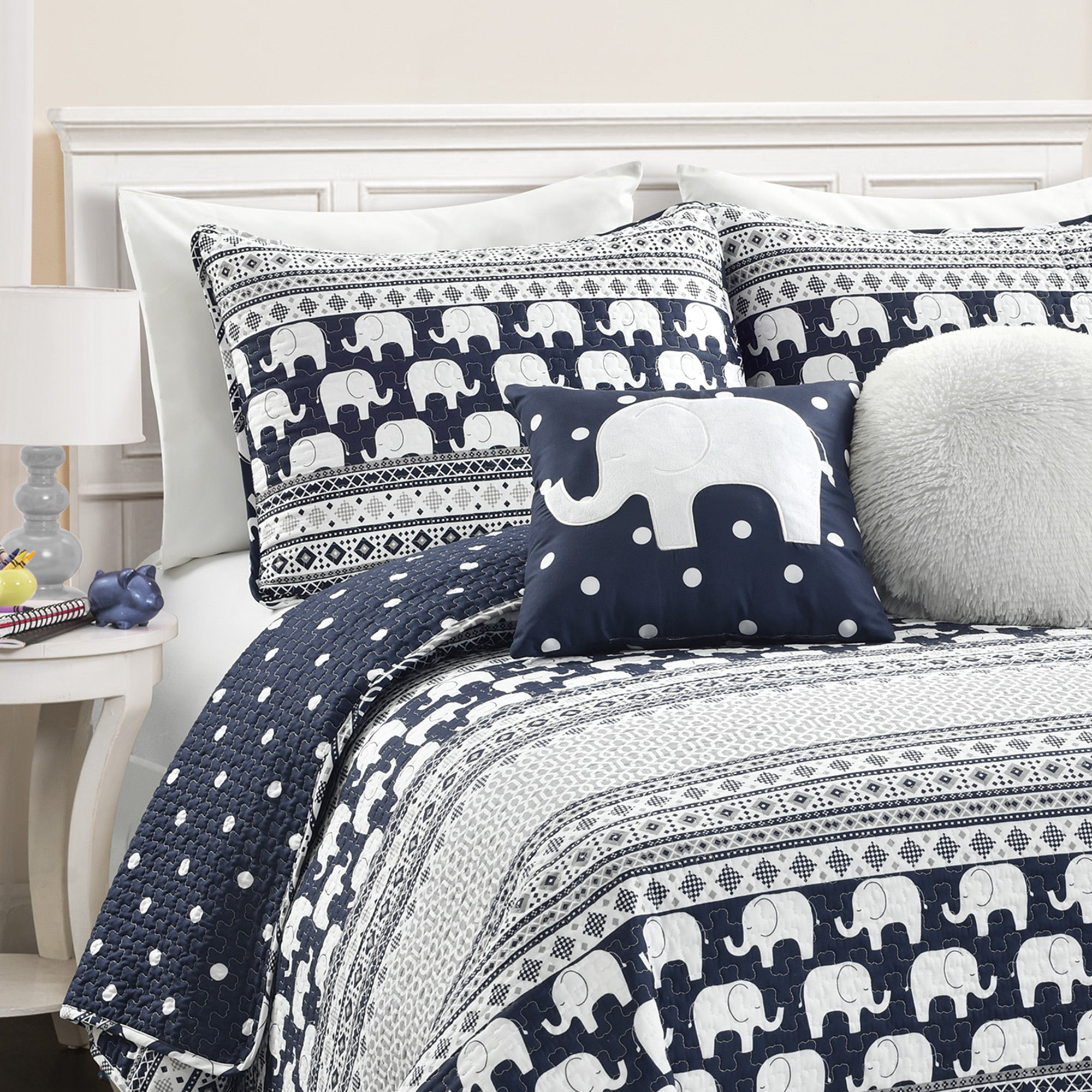 Elephant Stripe Quilt 4 Piece Set Twin