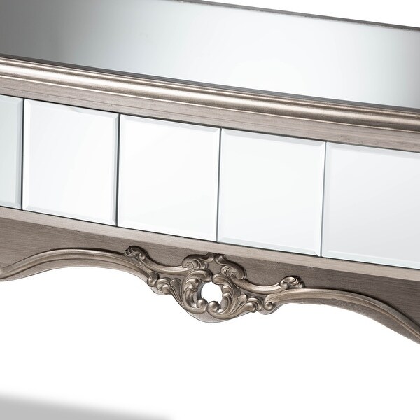 Elgin Glam and Luxe Brushed Wood and Mirrored Glass Console Table