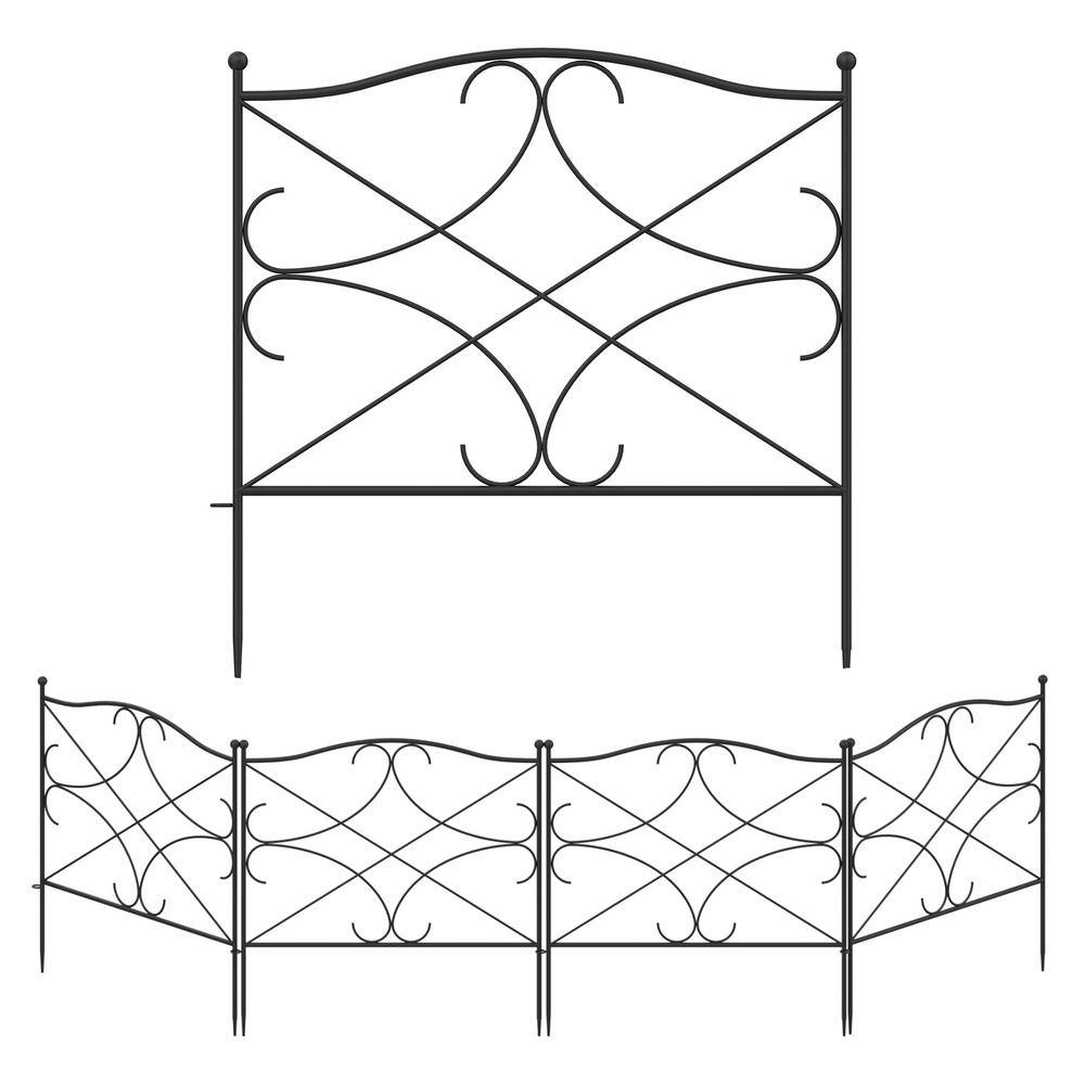 Kingdely 24.4 in. H Iron Garden Fence Outdoor Thicken Metal Wire Fencing Rustproof in Black (5-Panels) TDJW-WFKF170101