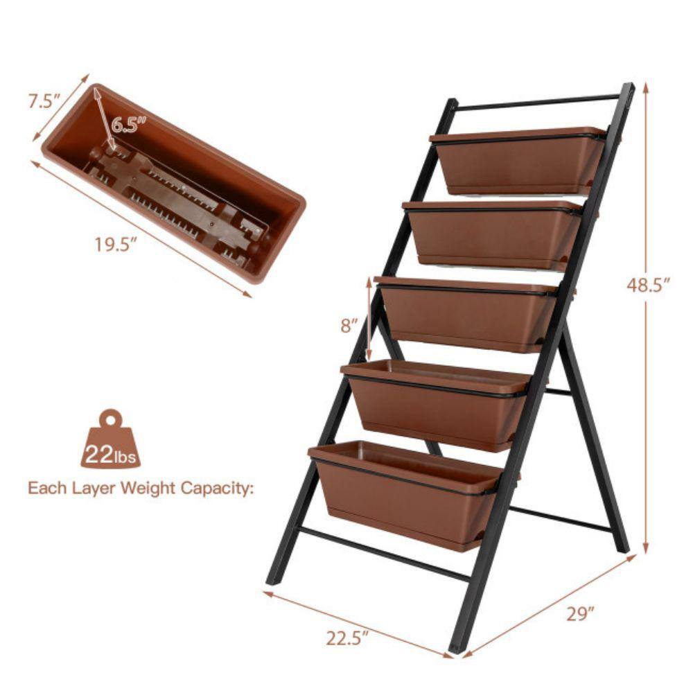 Alpulon 5-Tier 48.5 in. H Brown Vertical Raised Garden Bed ZMWV198