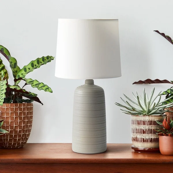 Simple Designs Textured Linear Ceramic Table Lamp