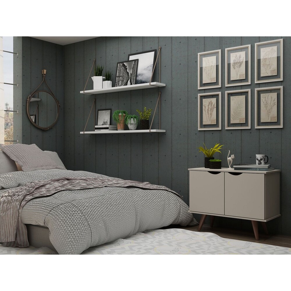 Manhattan Comfort Hampton 2 Shelf Accent Cabinet with Solid Wood