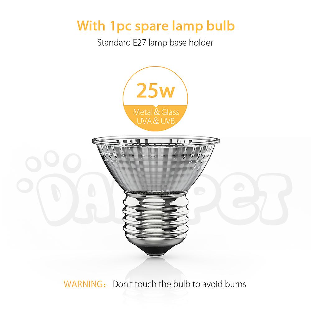 Dadypet 25w Halogen Heat Lamp Uva Uvb Basking Lamp Heater Light Bulb For Reptiles Lizard Turtle Aquarium 2 Pcs Silver