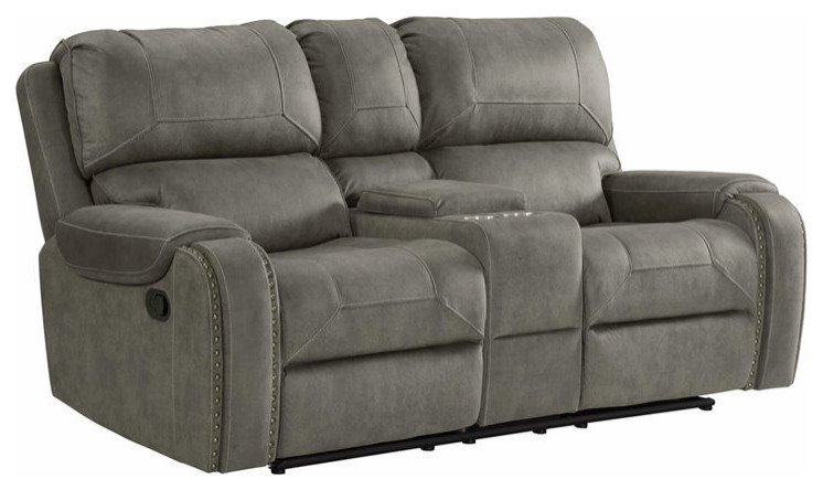 Sunset Trading Calvin 78 quotContemporary Fabric Dual Reclining Loveseat in Gray   Transitional   Loveseats   by Homesquare  Houzz