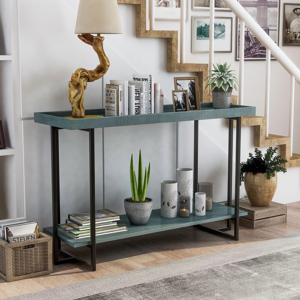 Damara Farmhouse 47 inch Metal 1 Shelf Sofa Table by Furniture of America