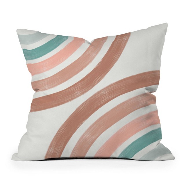 Emanuela Carratoni Double Retro Rainbows Outdoor Throw Pillow Orange Deny Designs