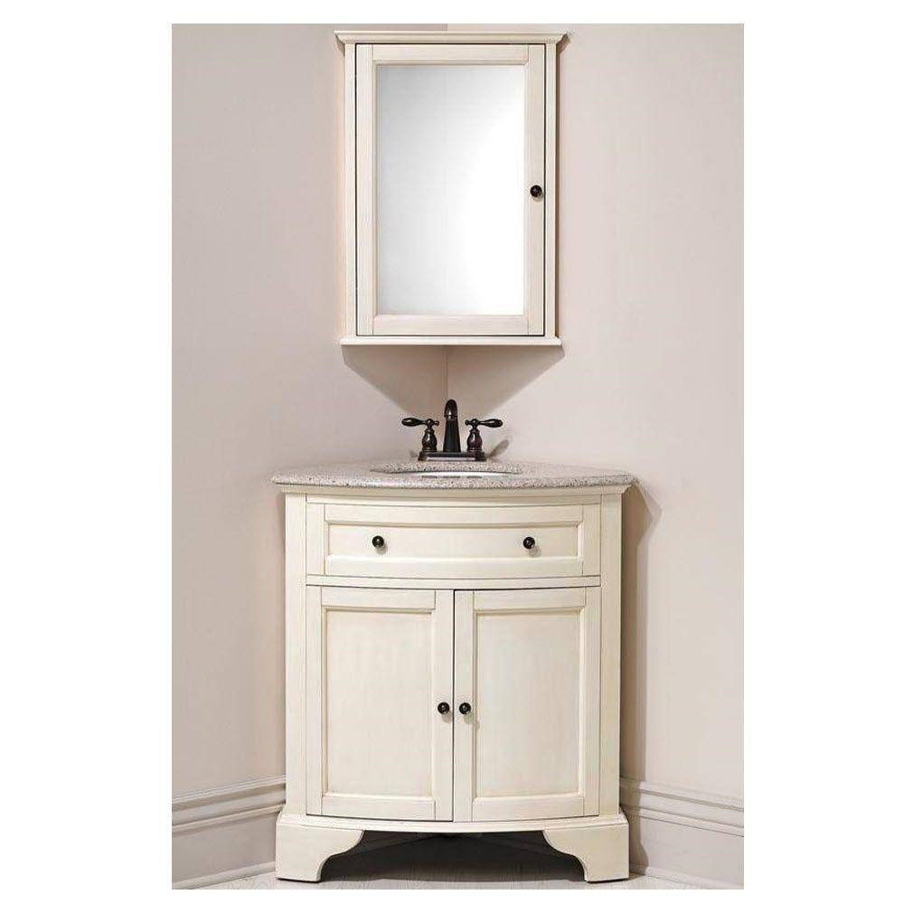 Home Decorators Collection Hamilton 20 in. W x 27 in. H Surface-Mount Corner Wall Medicine Cabinet in Ivory 0567700410