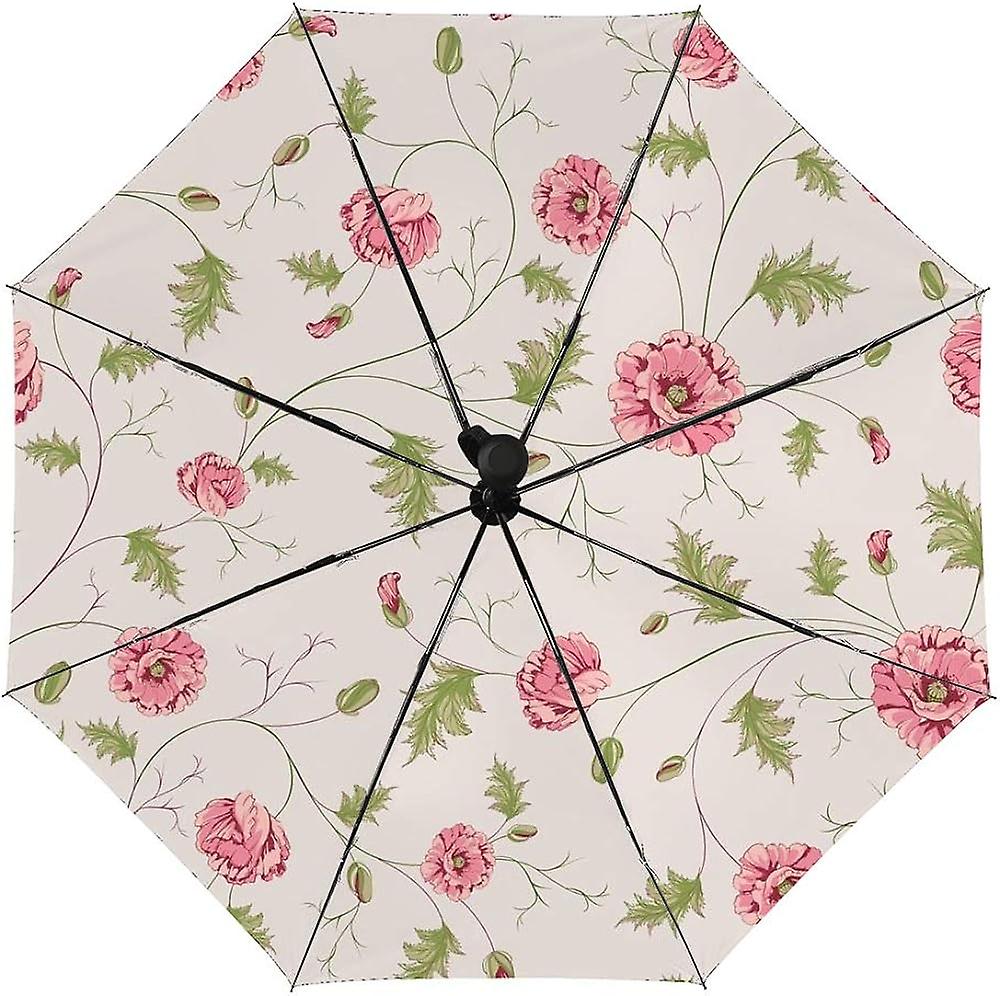 Colourlife Travel Umbrella Pattern Of Flowers Automatic Windproof Foldable Umbrella For Sun and Rain