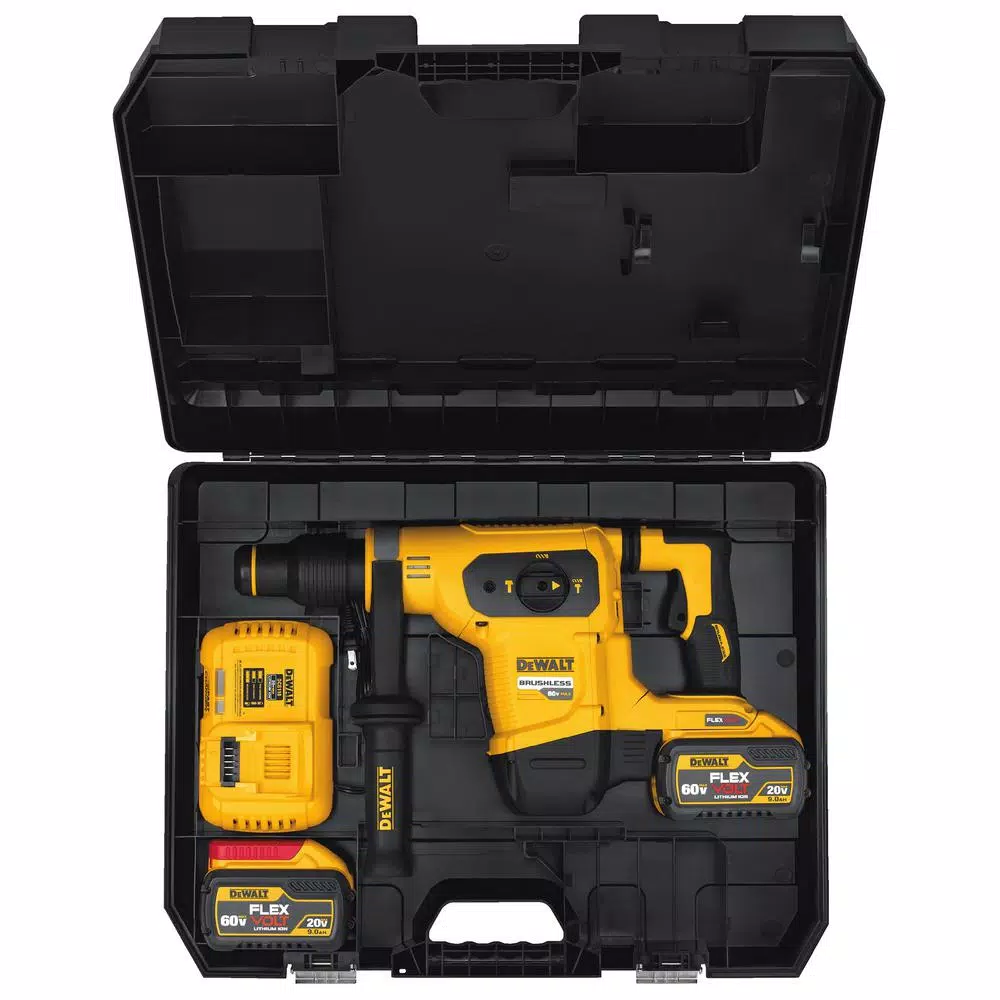 DEWALT FLEXVOLT 60-Volt MAX Brushless 1-9/16 in. SDS MAX Rotary Hammer， (2) FLEXVOLT 9.0Ah Batteries and 1/2 in. Impact Wrench and#8211; XDC Depot