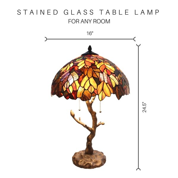 Copper Grove Eugenia Stained Glass 24.5-inch -style Lamp with Tree Trunk Base - 16