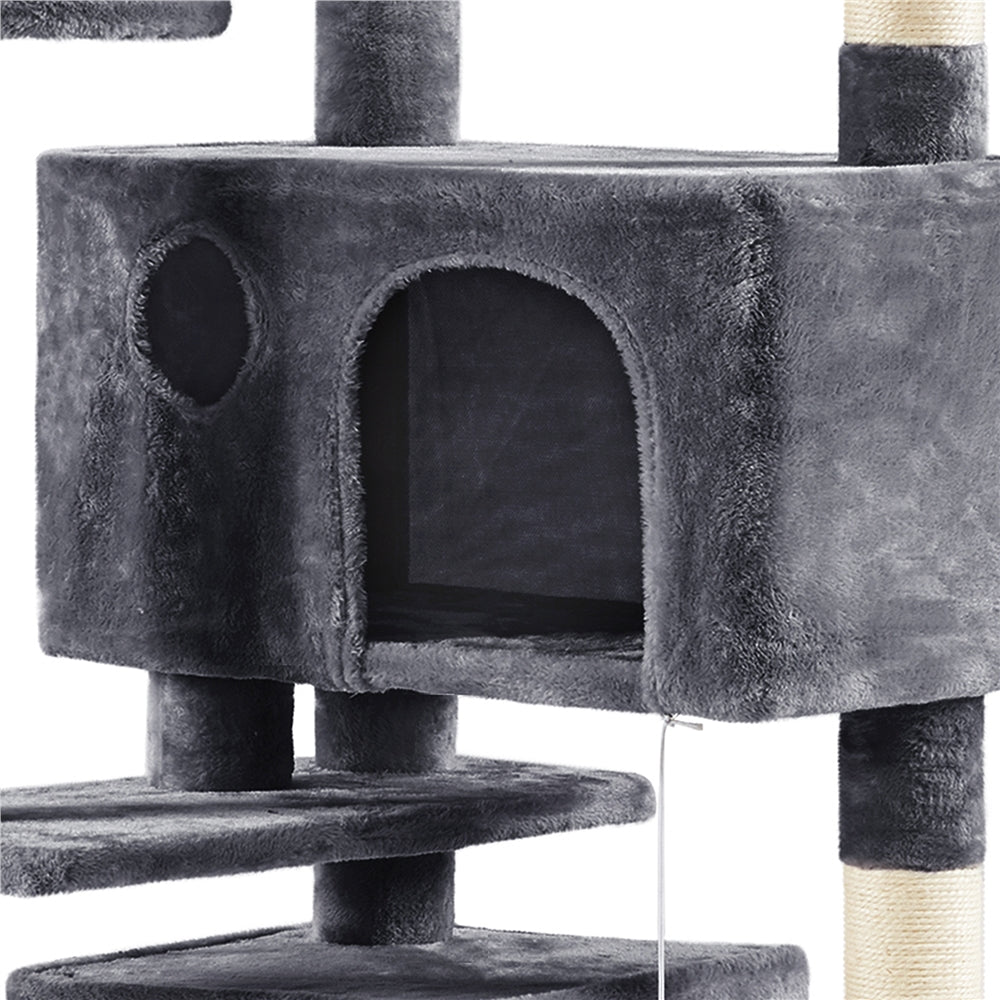 Topeakmart 70'' Multilevel Cat Tree Condo Cat Tower with 3 Scratching Posts， Dark Gray