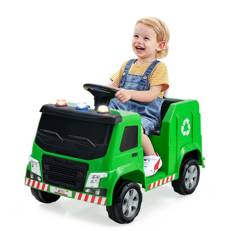 12V Kids Ride On Recycling Trash Truck Battery Powered RC Riding Toy Car with Recycling Accessories