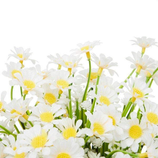 6 Pack Artificial Garden White Daisy with 2 Cone Vases for Outdoor，Home Decor