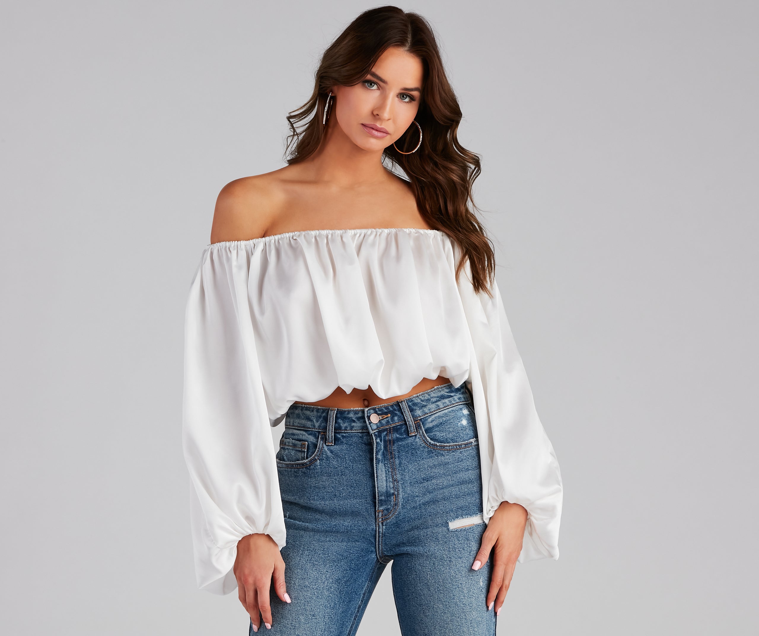 Luxe Satin Off The Shoulder Top