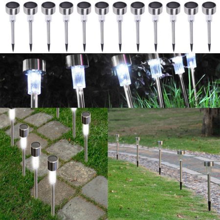 Zimtown 24pcs Lawn Lamps Solar Outdoor LED Light, Stainless Steel Path Walkway Lights for Landscape, Patio Pathways