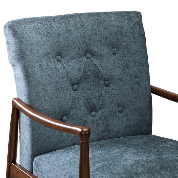 Leo Mid Century Modern Upholstered Accent Armchair with Button-tufted Back Set of 2 by HULALA HOME