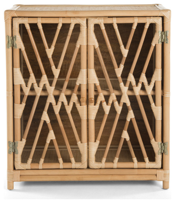 Rattan Chippendale Storage Cabinet with 2 Doors   Tropical   Accent Chests And Cabinets   by KOUBOO  Houzz