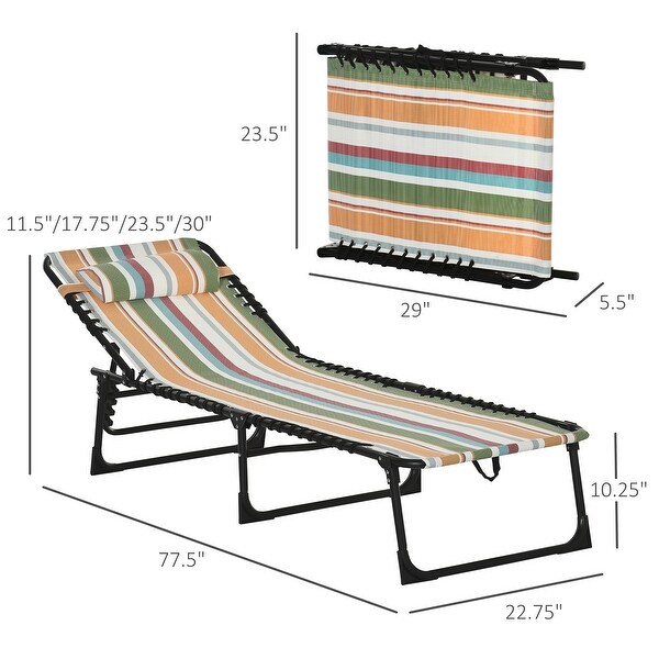 Outsunny Folding Chaise Lounge Chair Portable Lightweight Reclining Garden Sun Lounger with 4Position Adjustable Backrest