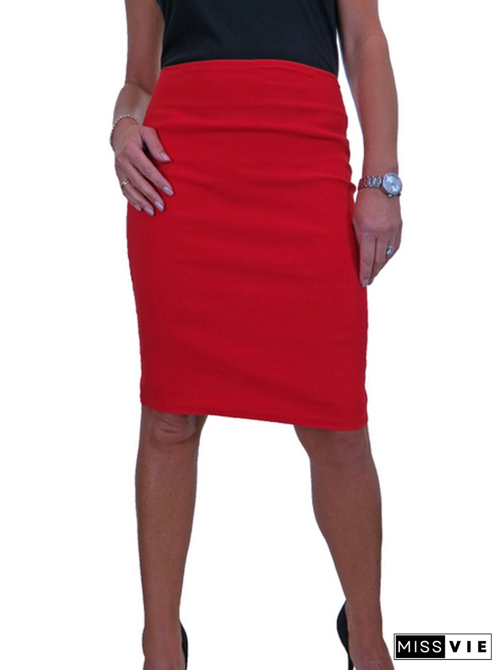 Women's Stretch Smart Casual Bodycon Pencil Skirt Ladies Above Knee Special Occasion Slim Fit Office Skirt