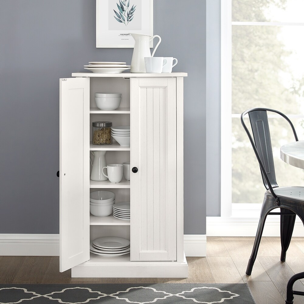 Seaside Distressed White Accent Cabinet