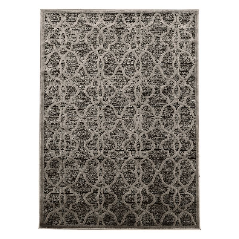 Linon Platinum Raw Iron Trellis Rug