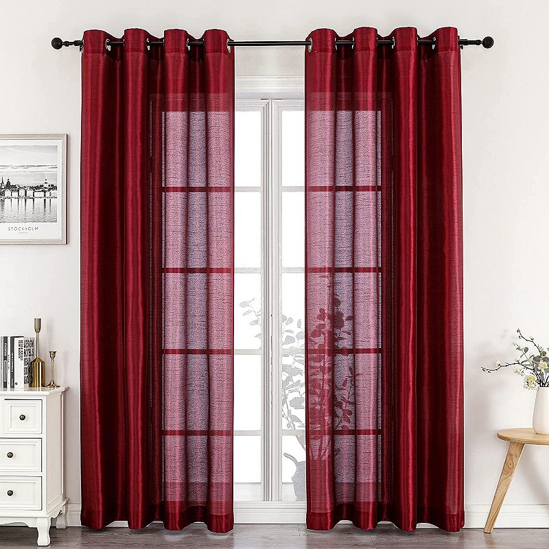 Kate Aurora Artisan Lightweight Transparent Faux Silk Sheer Grommet Single Curtain Panel