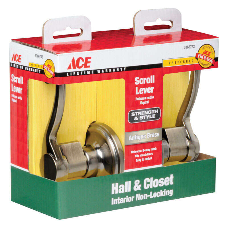 Ace Scroll Antique Brass Passage Lockset 1-3/4 in.