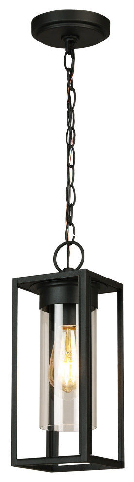 Walker Hill 1 Light Outdoor Pendant  Matte Black   Transitional   Outdoor Hanging Lights   by Buildcom  Houzz