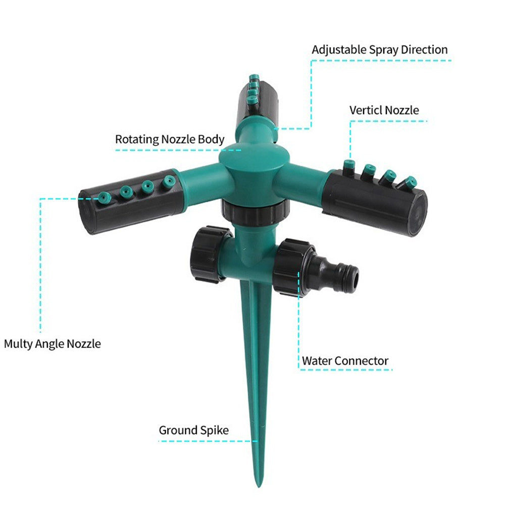 360°Rotating Garden Sprinkler with Adjustable Nozzle- Leak-Free Lawn Sprinkler Easy Hose Connection Spike Base Gardening Watering System