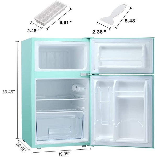 3.2 Cu.Ft Freestanding Compact Refrigerator with Freezer，2 Doors