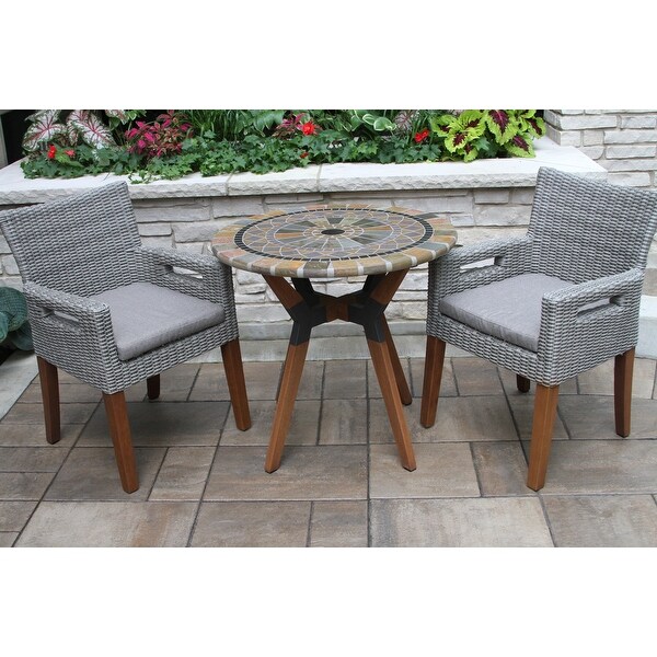 3 pc. Cordora Sandstone and Wicker Bistro Set - Overstock - 35638659