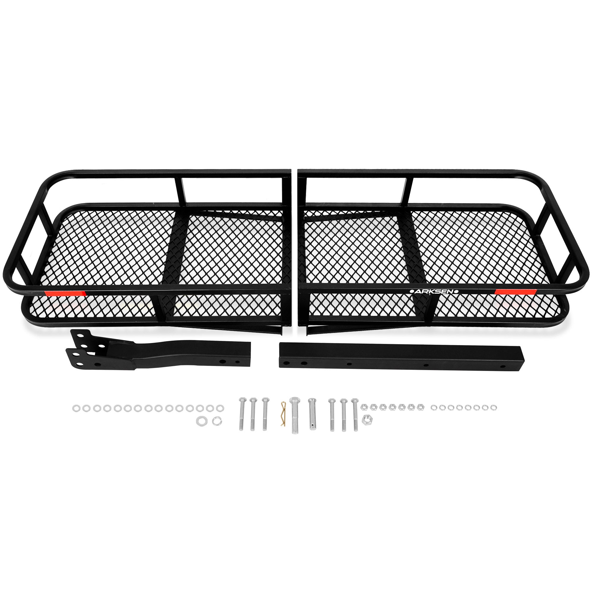 ARKSEN 60" x 24" x 6" Hitch Mount Folding Angled Shank Cargo Carrier With Cargo Net Fit 2" Receiver 500LBS Capacity