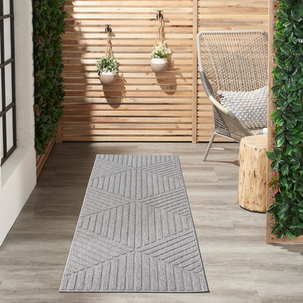 Nourison Palamos Textured Geometric Stripes Indoor/ Outdoor Area Rug