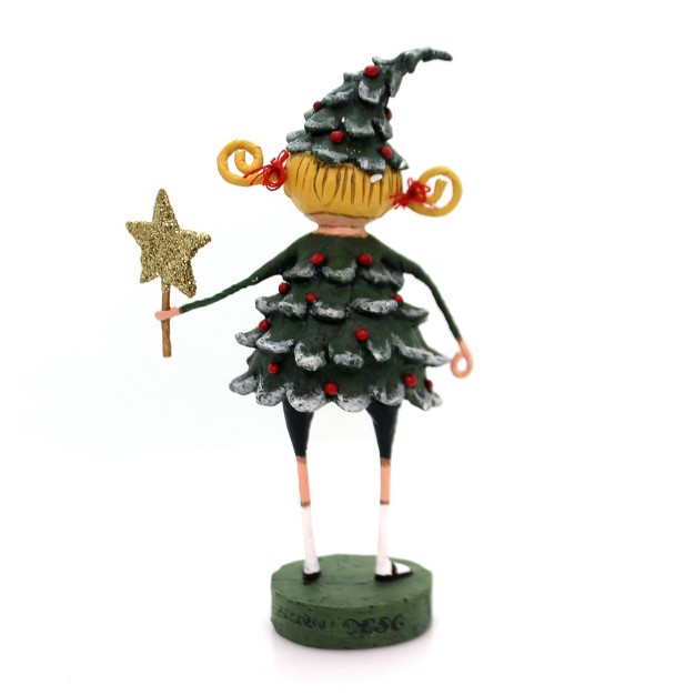 Lori Mitchell Jolly Holly One Figurine 6 5 Inches Gold Star Tree 11056 Polyresin Green