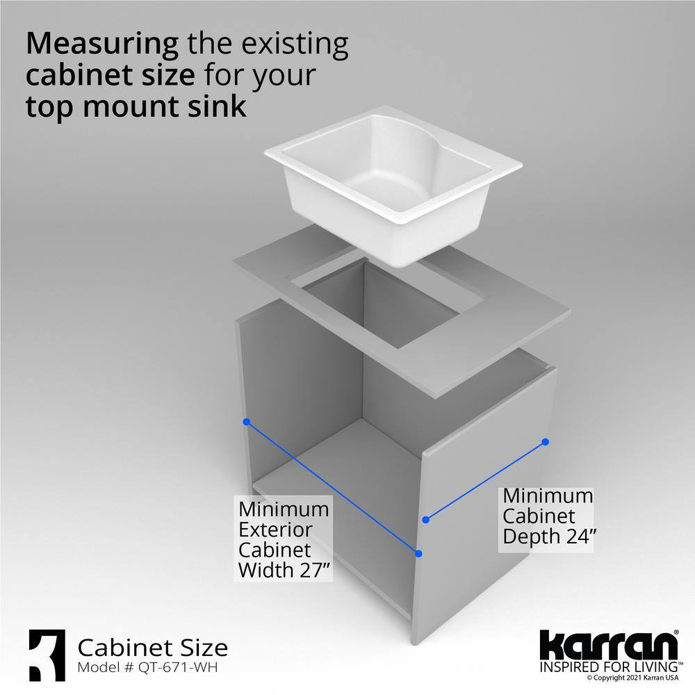 Karran Drop-In Quartz Composite 25 in. 1-Hole Single Bowl Kitchen Sink in White QT-671-WH